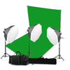 3 Head Powerful 5 Lamp Video Lighting Kit Equipment With Chromakey Backdrop And Support System with boom arm