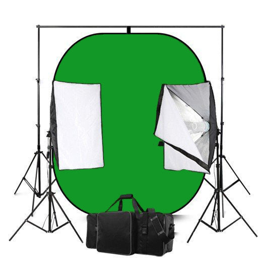 Blue And Green Screen Reversible Photography Backdrops With 50 x 70 Economy Softbox Studio Lighting Equipment