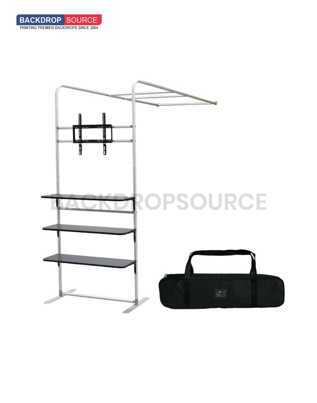 L-Shaped Display with Shelf & TV Rack