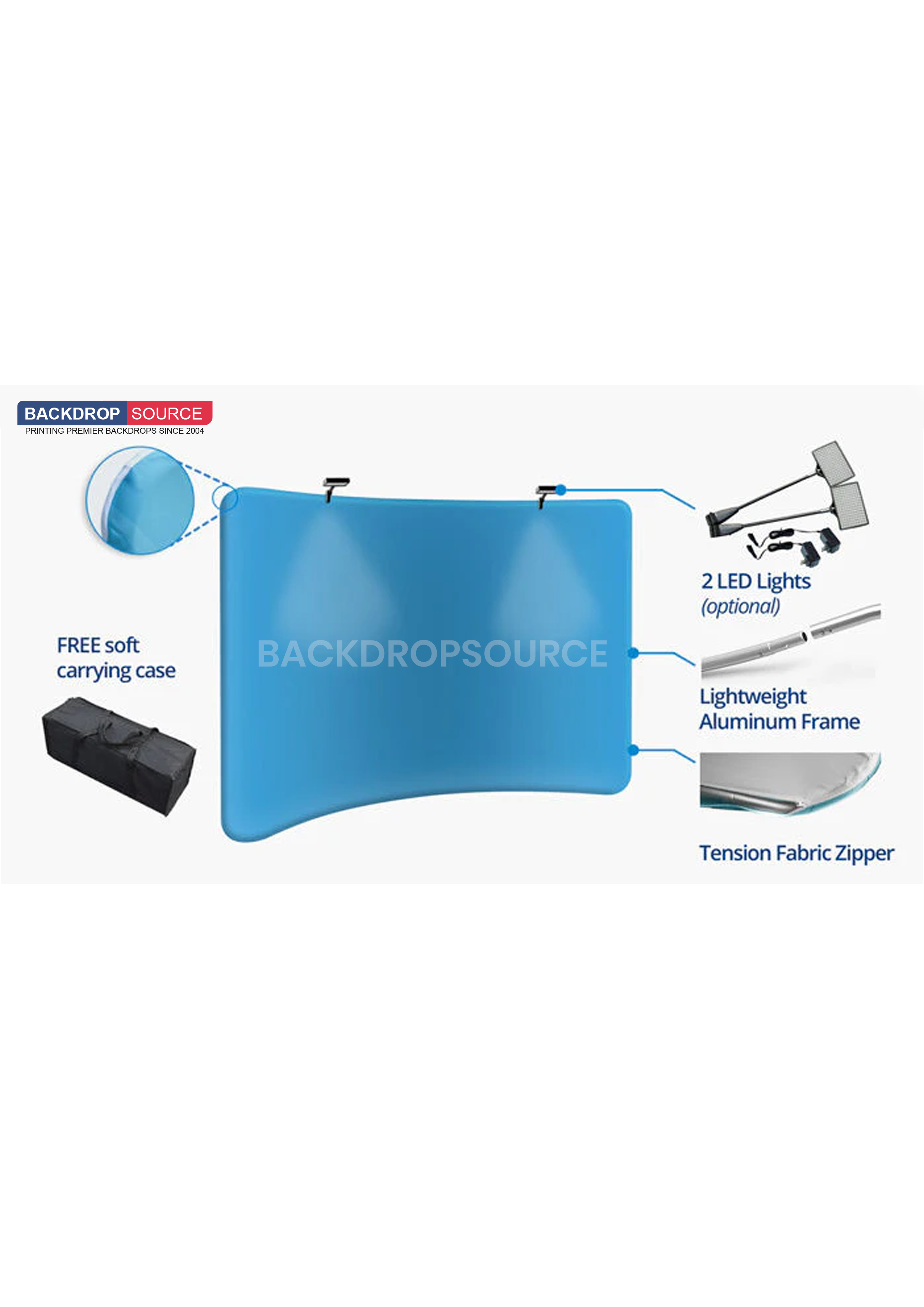 Curved Backwall Kit with Clamping Lights